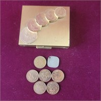 Foreign Coins and Coin Case