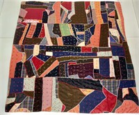 Tied patchwork comforter, dated 1929, 68" x 72"