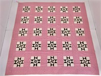 Antique quilt - pink backgrounds with square