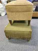 Upholstered Foot Stools, brocade material