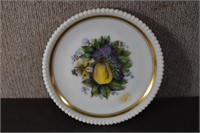 Hand Painted Plate w/ Beaded Edge & Gold Trim