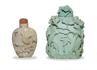 2 Chinese Snuff Bottles Turquoise & Opal, Mid-20th