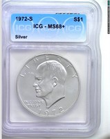1972-S Silver Ike ICG MS68+ LISTS $900