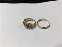 14k plated rings with stones, size 11 & 10