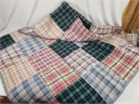 Hand Stitched Plaid Patch Work Quilt