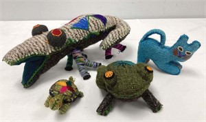 Four Mexican Felted Wool Plush Toys