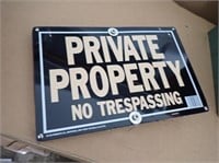 Private Property No Trespassing Sign -14"Wx9 1/2"H