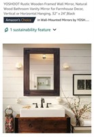 NEW 32" x 24" Rustic Wooden Framed Wall Mirror,
