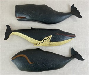 Clark Voorhees Wooden Whale Sculptures