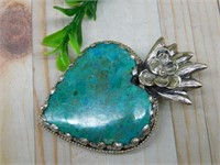 CHRYSOCOLLA PENDANT WITH INTRICATE TOOLING ROCK ST