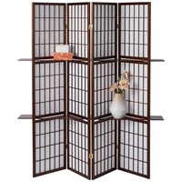 Alcove 4 panel room divider with shelves,