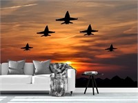 Bormia Sunset Airplane Wall Mural 195"x120"