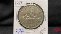 1957 Canadian silver dollar