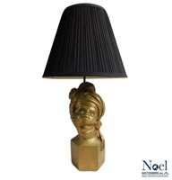 Morrocan Boy Bust Plaster Gold Table Lamp