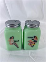 Jadeite Pinup salt & pepper shaker