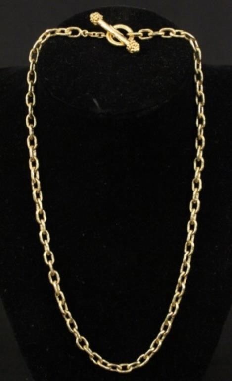 Elizabeth Locke 17" Hammered Link 19K Necklace