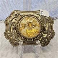 Gold Rush Belt Buckle W/ Real Gold Flakes Inside