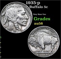 1935-p Buffalo Nickel 5c Grades Choice AU/BU Slide