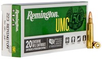 20rds Remington UMC 223rem 50gr JHP Ammo