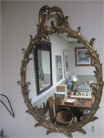 Antique Oval Sorocca Style Decorative Mirror