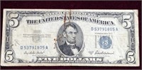 1- 1953A 5 DOLLAR SILVER CERTIFICATE