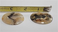 (2) Moss Agate Oval Cabochons