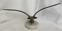 Metal and Marble Seagull Decor