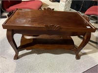 2 TIER COFFEE TABLE 32" X 17" X 18" W CARVED