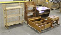 (4) Wooden Shelves & Step Stool