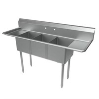 STAINLESS STEEL 3 COMPARTMENT ECONOMY SINK DUAL