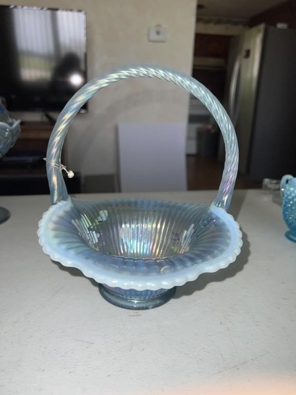 Fenton hand painted basket