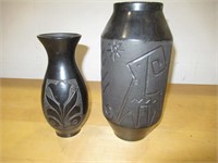 2 Black Vases