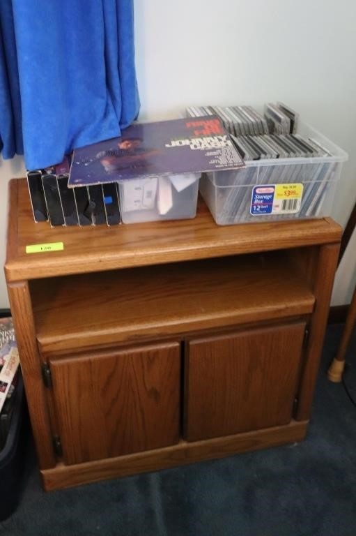 Oak TV Stand, CD's, & VCR Tapes