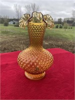 Fenton large hobnail ruffled vase 10 1/2” tall
