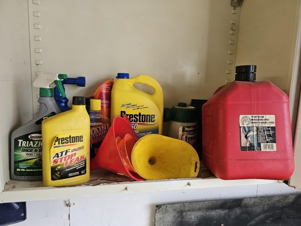 Gas Can, Auto Fluids, Insect Killer