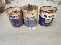 3   5 gal oil cans Union 76  &  Mobil.