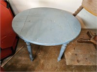 Blue wooden drop leaf table