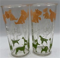 Pair Of Dog Themed Drinking Glasses