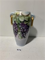 VASE HAND PAINTED 9" H, SMALL CHIP