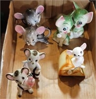 FOUR PAIRS OF CERAMIC MOUSE SALT & PAPPER SHAKERS
