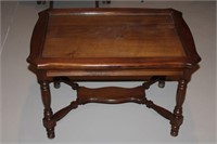 Wooden Table with Glass Tray 26.5x18.5x17H