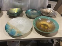 Like New Lot of 5 Glass Platters/Decor