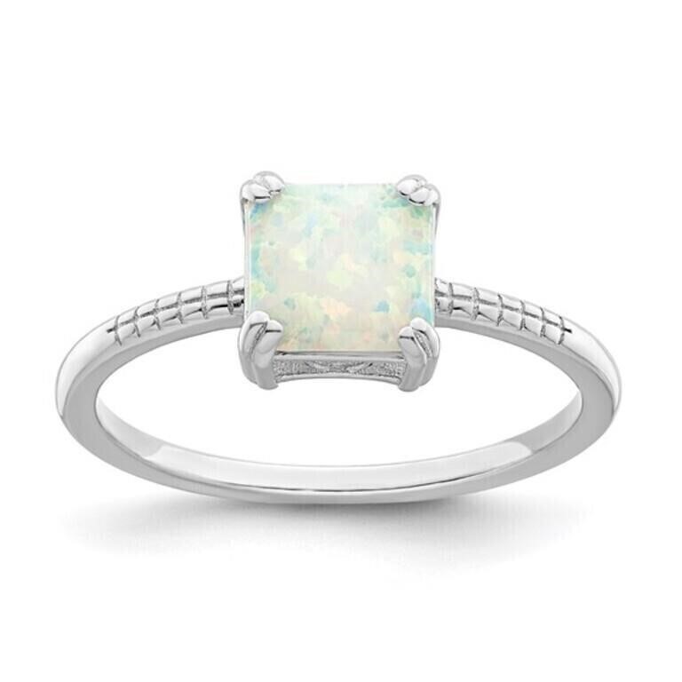 Sterling Silver- White Opal Creation Design Ring