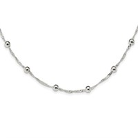 Sterling Silver- Polished Beaded 18in Necklace