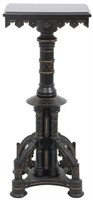 Gothic Ebonized And Incised Plant Stand