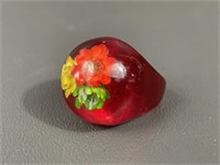 Vintage Lucite Floral Bubble Ring