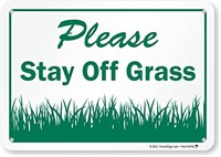 SmartSign Aluminum Sign, Please Stay Off Grass,
