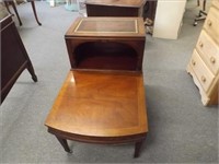 Antique Mahogany End Table w/ Leather Inlay Top