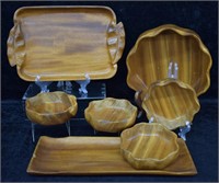 7 pcs. Monkey Pod Wood Bowls & Trays