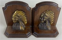 Brass Native American Chief Book Ends